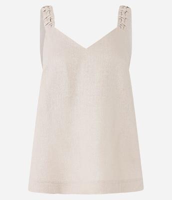 Blusa Regata em Viscose Liso com Foil e Detalhe Trançado na Alça