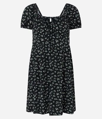Vestido Curto em Ribana Floral Liberty com Amarração no Busto