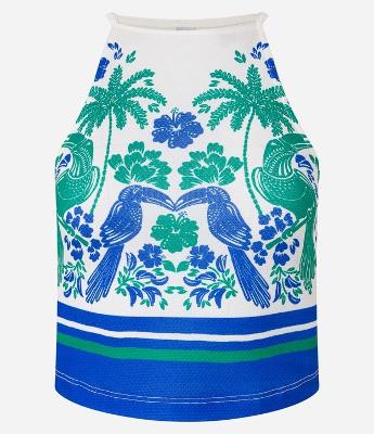 Blusa Texturizada com Estampa Tropical