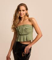 Blusa Tomara Que Caia em Sarja com Babados e Pregas - 1