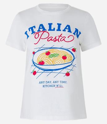 Blusa Baby Look em Algodão com Estampa Italian Pasta