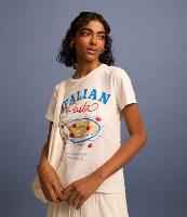 Blusa Baby Look em Algodão com Estampa Italian Pasta - 2