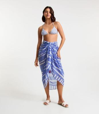 Saída de Praia Saia em Chiffon com Textura e Amarração Lateral