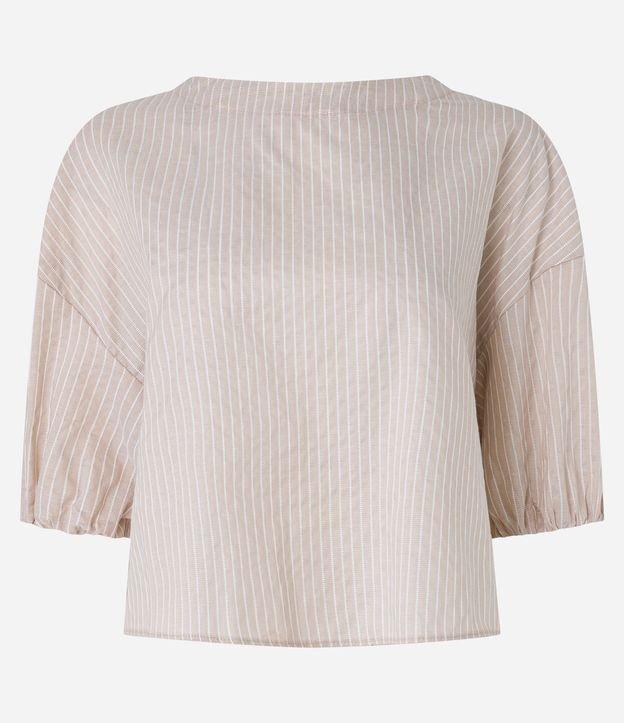 Blusa em Tricoline Listrado com Fio Tinto e Amarração nas Costas - 1