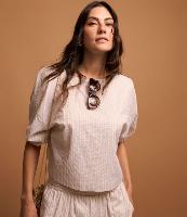 Blusa em Tricoline Listrado com Fio Tinto e Amarração nas Costas - 2