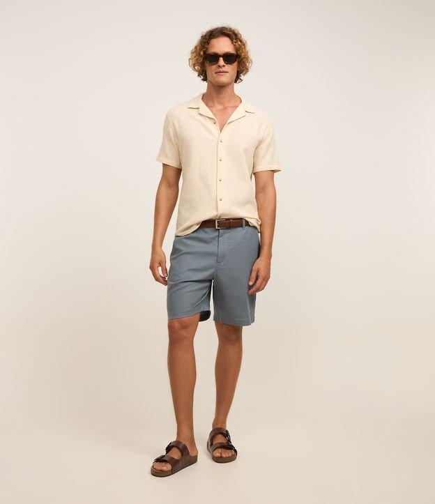 Bermuda Reta em Algodão e Linho com Textura - 3