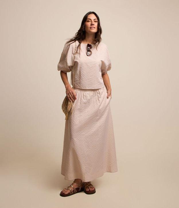 Saia Evasê em Tricoline Listrado com Fio Tinto - 2