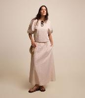 Saia Evasê em Tricoline Listrado com Fio Tinto - 2