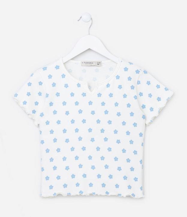 Blusa Curta Infantil com Estampa de Mini Florzinhas - Tam 5 a 14 Anos - 1