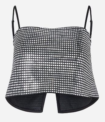 Blusa Cropped Metalizada com Fenda nas Costas