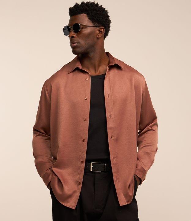 Camisa em Crepe com Textura Acetinada - 1