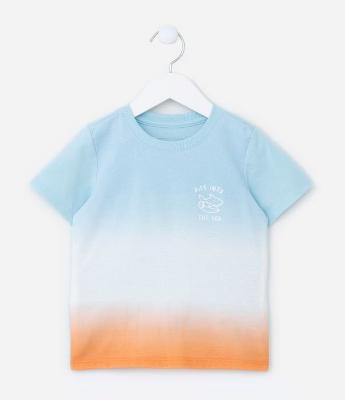 Camiseta Infantil em Degradê com Estampa Tubarão - Tam 1 a 5 Anos