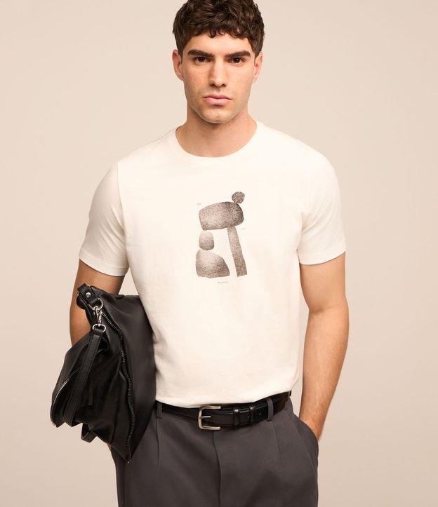 Camiseta em Algodão com Estampa de Pedras - 1