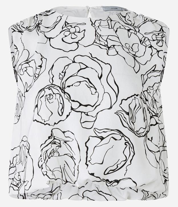 Blusa Curta Sem Manga em Crepe com Flores Estampadas - 1