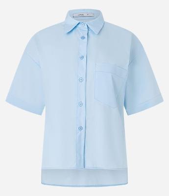 Camisa em Tricoline com Bolso Frontal