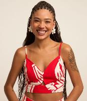 Blusa de Alça Cropped em Viscose e Linho com Estampa de Bananas - 3