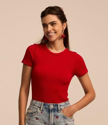 Blusa com Textura Waffle Seamless