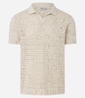 Camiseta Polo com Textura Patchwork e Gola em V - 1