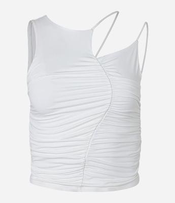 Blusa com Alça Assimétrica e Recorte Franzido