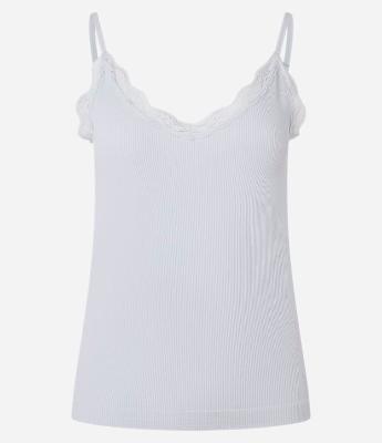 Blusa de Pijama Alcinha Seamless com Renda no Decote