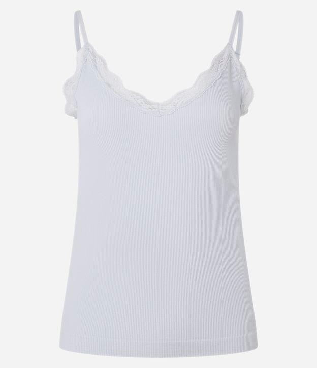 Blusa de Pijama Alcinha Seamless com Renda no Decote - 1