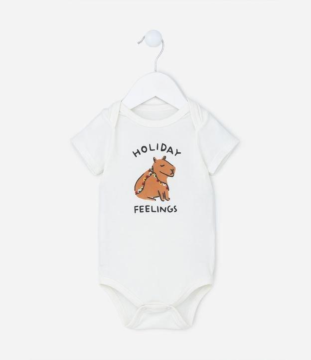 Body Infantil em Algodão com Estampa Capivara - Tam RN a 18 meses - 1