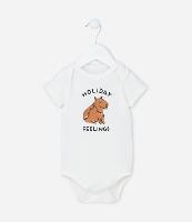 Body Infantil em Algodão com Estampa Capivara - Tam RN a 18 meses - 1