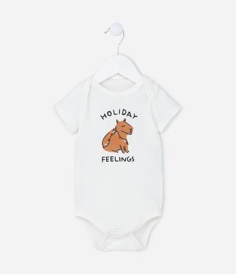 Body Infantil em Algodão com Estampa Capivara - Tam RN a 18 meses