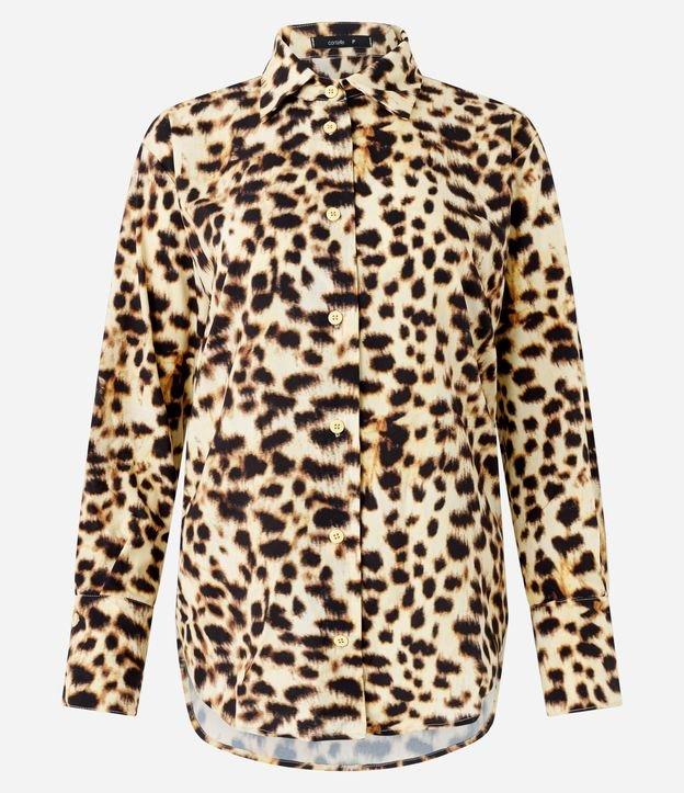 Camisa Alongada em Chiffon com Estampa de Onça - 1