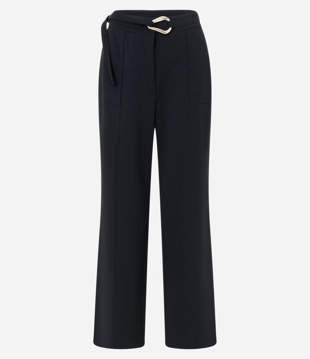 Calça Reta Cintura Média com Cinto de Fivela Diferenciada - 1