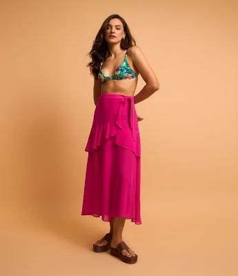 Saída de Praia Saia em Chiffon com Amarração na Lateral