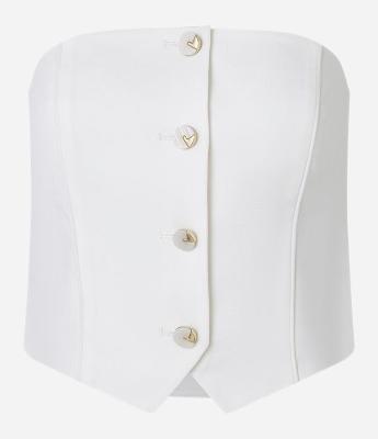 Blusa Cropped Tomara Que Caia com Botões e Recortes