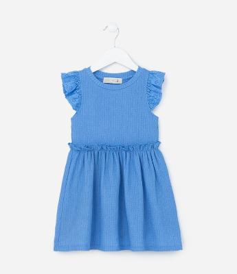 Vestido Infantil Texturizado e com Babadinhos - Tam 1 a 5 Anos
