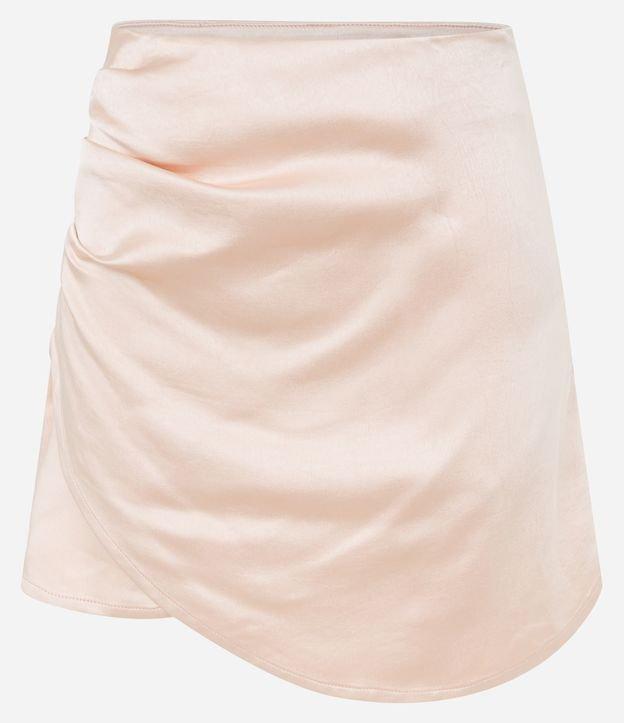 Saia Curta Acetinada e Transpassada com Franzido Lateral - 2