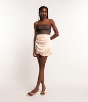 Saia Curta Acetinada e Transpassada com Franzido Lateral - 1