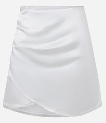 Saia Curta Acetinada e Transpassada com Franzido Lateral