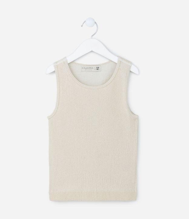 Regata Curta Infantil Canelado Sem Costura e com Brilhos - Tam 5 a 14 Anos - 1