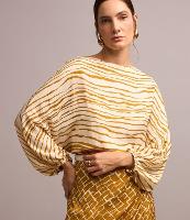 Blusa em Tecido Acetinado com Listras Rústicas - 2