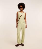 Calça Reta em Sarja com Cós Elástico - 3