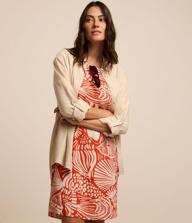 Vestido Curto em Viscolinho com Conchas Estampadas - 2