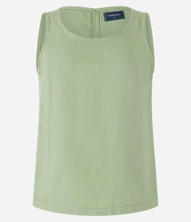 Blusa Sem Manga em Sarja com Botão nas Costas - 1