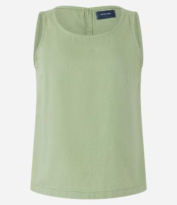 Blusa Sem Manga em Sarja com Botão nas Costas