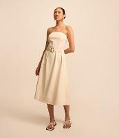 Vestido Tomara que Caia em Sarja com Cinto Afivelado - 1