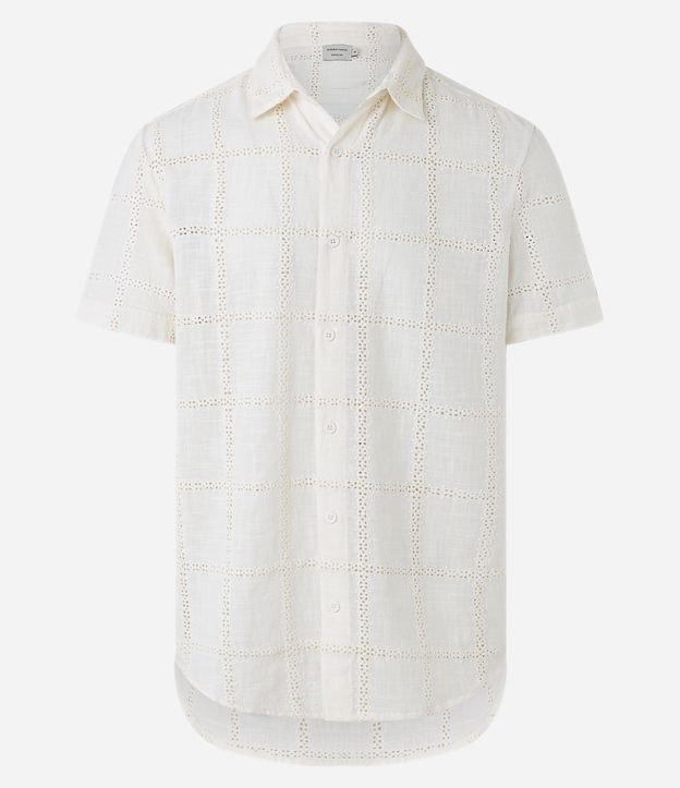 Camisa Regular em Algodão com Textura Quadriculada Lesie - 1