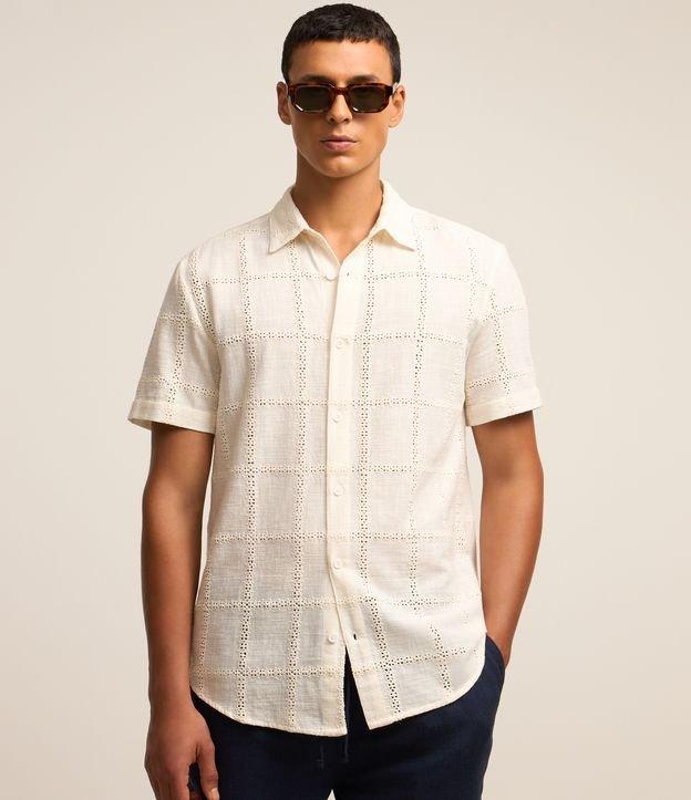 Camisa Regular em Algodão com Textura Quadriculada Lesie - 2