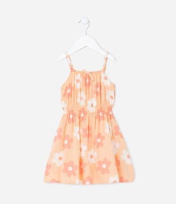 Vestido Infantil com Estampa Floral e Lacinho - Tam 1 a 5 Anos