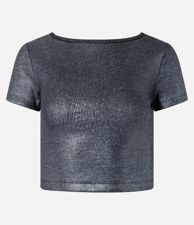 Blusa em Algodão com Fio Metalizado em Foil e Costas Abertas - 1