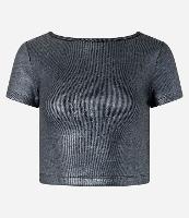 Blusa em Algodão com Fio Metalizado em Foil e Costas Abertas - 1