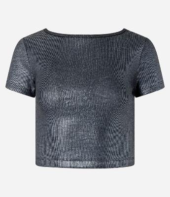 Blusa em Algodão com Fio Metalizado em Foil e Costas Abertas