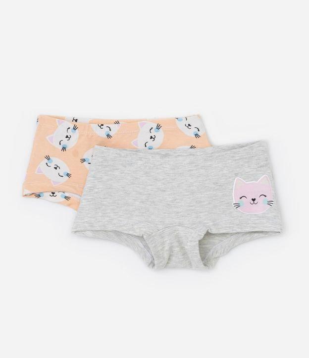 Kit 02 Calcinhas Boxer Infantil com Estampa Gatinhos - Tam 4 a 12 Anos - 1